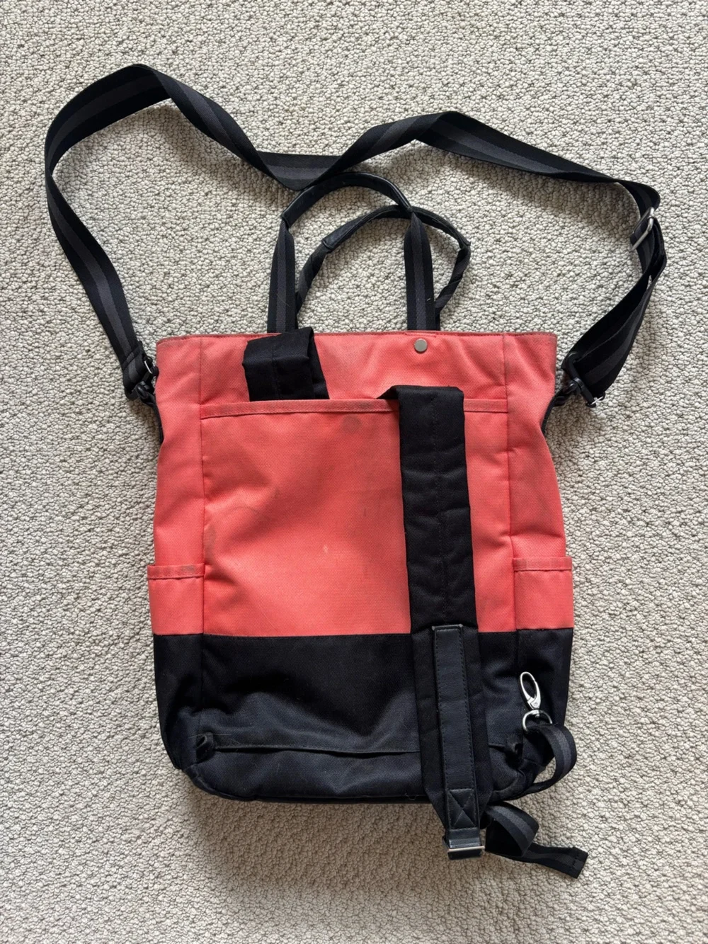 Red and Black Convertible Tote Crossbody Bag